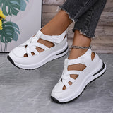 Sandals Women 2025 Summer New Large-Size Round Head Loose Cake Slope And Thick-Soled Magic Sticker Women's Shoes HZ0115