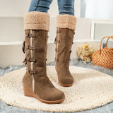 Large-Size Lady Cotton Boots After Matte Tuxedo High Boots Sleeve Slope And Snow Boots HZ0115