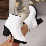In The Autumn And Winter Of 2025, Women's High-Heeling And Ankle Boots Are Thick And Then Zipper Rounded Round Color And Ankle Boots. HZ0115