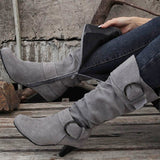 Large-Size Autumn And Winter Boots New But Knee Velvet High With Belt Buckle Round Head And Long Boots Girl HZ0115