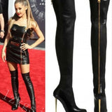 2025 Autumn And Winter New Fashion Solid Color Fine High With Metal After Zipper Over The Knee Boots Woman HZ0115