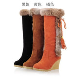 2025 Autumn And Winter New Slope And Knight Boots Women's Shoes Frosted Haired Neckpeel To Keep Warm Boots HZ0115