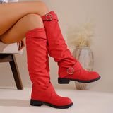 2025 Fashion Autumn And Winter New Women Folded Western Cowboy Round Head Mid-Clinity Women's Boots HZ0115