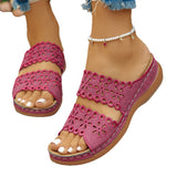 Large-Size Hollow Flowers One-Word Slippers Women In The Summer Of 2025 New Leisure Thick Bottom Slope And Cold Slippers Women HZ0115