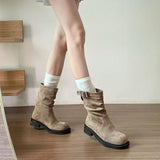 Vintage British Style Coarse And Martin Boots 2025 Autumn And Winter New Thin Pile In The Boots Sleeves Short Boots HZ0115