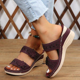 Large-Size 2025 Summer New Retro Leisure Flowers High Heel Women's Shoes And Slippers HZ0115