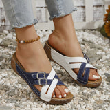 Large-Size Thick-Bottomed Slippers Women's 2025 New Fish Mouth Thick Bottom Belt Buckle Color Letter Cool Slippers HZ0115