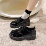 Women With Small Leather Shoes New Spring 2025 British Wind Students Retro Thick-Soled Single Shoes Small Pine Shoes HZ0115