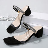 Large-Size Transparent Sandals Women 2025 Summer New High-Heeled Shoes Fashion Water Drill With Two Coarse Sandals HZ0115