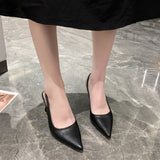 French Retro Pointed Thick Heel High Heel Shoes After The 2025 Summer New Women's Professional Work Single Shoe Bag HZ0115