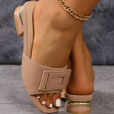 Fang Buckle Slippers Women 2025 Summer New Large-Size Fashion Fish Mouth Comfortable Wearing Low-Heeled One-Word Drag HZ0115