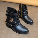 Women's Shoes 2025 Autumn And Winter Thick Belt Belt Short-Sleest Single Boots Women HZ0115