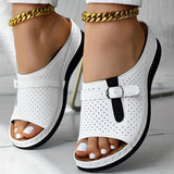 2025 Summer New Large-Size Lady Thick-Soled Sandals Belt Buckle Decoration Light And Comfortable HZ0115
