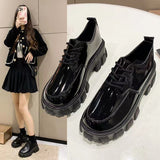 Women With Small Leather Shoes New Spring 2025 British Wind Students Retro Thick-Soled Single Shoes Small Pine Shoes HZ0115