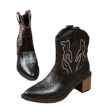 Large-Size Embroidery Side And V Mouth Western Cowboy Fashion Boots 2025 New Pointed Leather Boots HZ0115