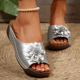 2025 Summer New Large-Size Lady Thick-Soled Sandals Help Flowers Decorated With Ultra-Light Polyurethane Soles HZ0115
