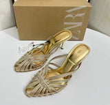 ZA Home 2025 New Women's Shoes French Retro Pointed In The Fashion Soft Leather Niche Design Feel Cat And Sandals Women HZ0115