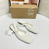 ZA Home 2025 Small Korean Version Of Hand-Woven Fishing Net Bag Head Sandals Women's Summer Flat Bottom Behind The Stumbling Cold Slippers HZ0115