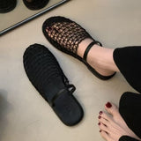 Soft Base Is Not Tired With Cold Slippers Summer New Fashion Design Woven Hollow Bag Head Slippers HZ0115