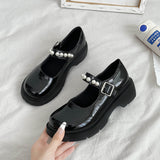 French Retro British Style Small Leather Shoes Women 2025 Spring New Beaded Fairy With Thick-Soled Mary Jane Single Shoes HZ0115