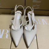 ZA2025 Spring New White Tip Slope And Low Heel Fashion Women's Shoes HZ0115