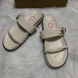 ZA Home 2025 New Summer New Flat-Bottom Metal Single-Buckle Double Buckle Strap Wear Two Uncle Slippers Woman HZ0115