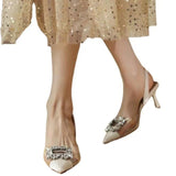 Summer New Fashion Water Drill Side Buckle Transparent Belt Splicing Tip Head Thin Heel Sandals Women's Shoes HZ0115