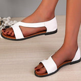 Roman Wind Large-Size Fish Mouth Type Flat-Soled Sandals 2025 New Deed Women's Shoes HZ0115
