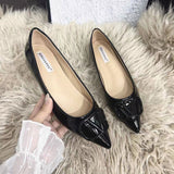 Small Sharp Head Soft Soles In The Increase Single Shoes Spring And Autumn Leather Bare Light Flat Commuting V Buckle Temperament Women's Shoes HZ0115