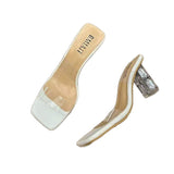 One-Word Slippers Women Summer Wear 2025 New Square Head Crystal Rough And Transparent Sexy High-Shoe Cold Slippers Women HZ0115
