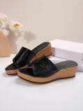 2025 Spring And Summer New Slope And Slippers Women Solid Color Leisure PU Crocodile Skin Surface Cold Drag HZ0115