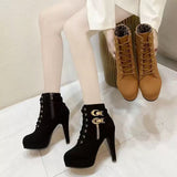 2025 New Ultra-High Heeled Round Head Zipper Short Boots Women With Large Size Martin Boots Tide HZ0115