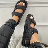 Large-Size Thick-Bottomed Magic Sandals Women's Small Fragrant Pine Pastry Bottom One-Character Beach Sandals HZ0115