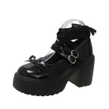 British Wind Bow Tie Thick Soles Increase Thin Thick High Heels Summer New French High-End Small Leather Shoes HZ0115