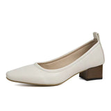 2025 Spring And Summer New Small Heels Simple Lady Temperament Soft Leather Do Not Sharpen The Tip Of The Single Shoe Low Heel High Heels HZ0115