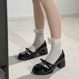 Black Single Shoes Women Sweet And Cool 2025 Gentle Shoes New Pure High Heel Bow Mary Precious Shoes HZ0115