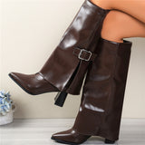Belt Trouser Boots Women 2025 Autumn And Winter New High-Heeled Long Boots Thin And Knee Fashion Boots Size HZ0115