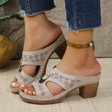 Luo Toe Cool Slippers Women's New Summer Leisure Wear Thick Bottom Beach Slippers Anti-Slip Thick High High And Cold Slippers HZ0115