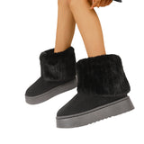 2025 Autumn And Winter New Large-Size Lady Thick Bottom Snow Boots Thick Bottom Cylinder Plus Velvet Warm HZ0115