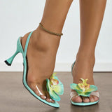 Women's Round Head Three-Dimensional Flowers After Tripped With Feet Fine Heel Sandals Gorgeous Fashion Women's Sandals HZ0115