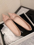 Nude Color Paint Leather Increased By 5 Cm Commuting Shallow Name Temperament Single Shoe Metal Temperament Paint Buckle Women's Shoes HZ0115