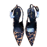 Autumn New Niche Fashion Shoes Leopard Print Sharp High-Heeled Muller Sandals HZ0115