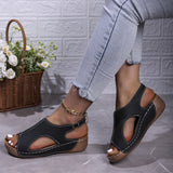 Large-Size Slope Heel Sandals Women 2025 Summer Sandals New Thick Bottom Slope And Fish Mouth Sandals HZ0115