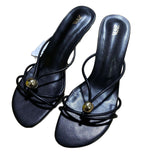 ZA Home 2025 Summer New Fine-Heeled Women's Shoes Sweet Fashion Love Water Drill Buckle And Cool Slippers HZ0115