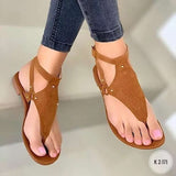 Large-Size Toe Sandals Women 2025 Leisure Flat-Bottomed Toes With A Word Buckle Beach Shoes HZ0115