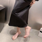 Transparent Crystal High Heels Women In The Spring Of 2025 New Fashion Wearing Sandals Coarse Heels Square Head With Slippers HZ0115