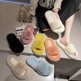 Fairy Hairy Slippers Women 2025 Autumn And Winter New Hairy Home Outside The Bottom Of The Wearing Plush Slippers HZ0115
