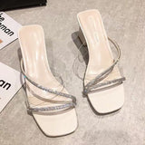 Summer New Women's Style Coarse And Slippers Korean Version Of Simple Fashion Transparent Cool Slippers Outside Wearing The Front Half Slippers High HZ0115