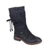 Mid-Low Barrel Large Size Martin Boots Autumn And Winter New Square Tied With Wool Women Boots HZ0115