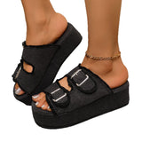 2025 Summer New Large-Size Lady Thick-Sed Denim Sandals Light And Comfortable Round Head HZ0115